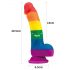 Lovetoy Prider - Dildo realista de silicona líquida de 19 cm (arcoíris)