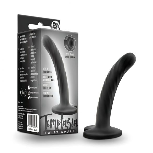 Dildo Twist Pequeño Negro con Base Succionadora