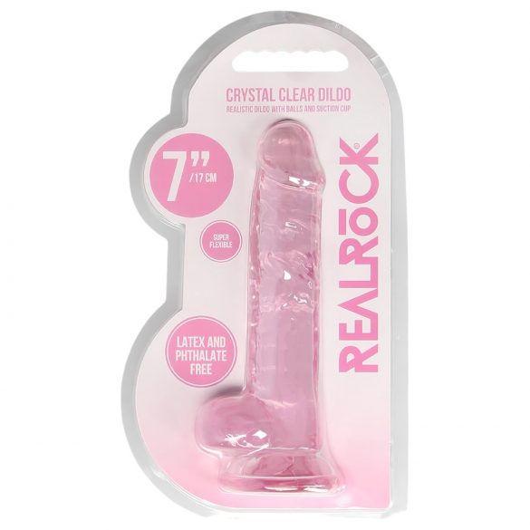 REALROCK - dildo realista traslúcido - rosa (17cm)