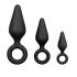 Easytoys - Set de Plug Anal con Aro de Agarre - 3 piezas (negro)