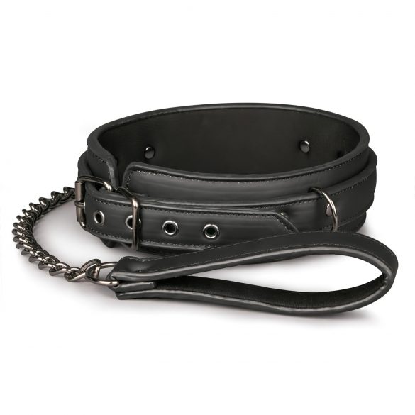 Collar fetiche negro con correa - Easytoys