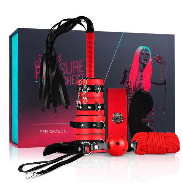 Cofre de Placer Secreto - set BDSM avanzado 10 piezas (rojo)