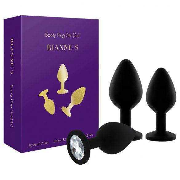 Rianne - Set de 3 plugs anales de silicona (negro)