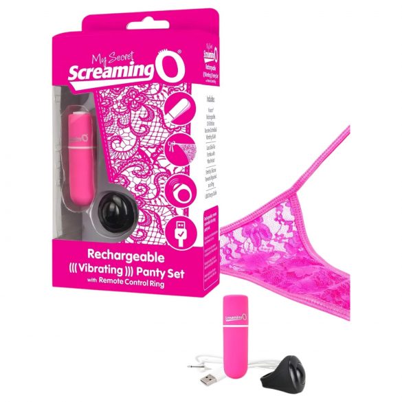 Conjunto de bragas Screaming O - tanga vibrador (rosa) Tallas S-L